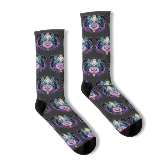Ursula Villain Vintage Socks, Disney Villain's Ursula Socks, Ursula Sea Witch Women's Socks, Disney Sea Witch Ursula Classic Socks