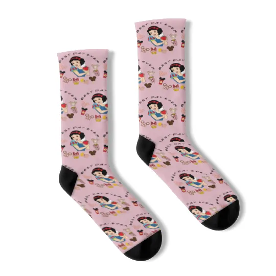 Disney Snow White Socks, Snow White Disney Snacks Socks, Disney Best Day Ever Snow White Socks