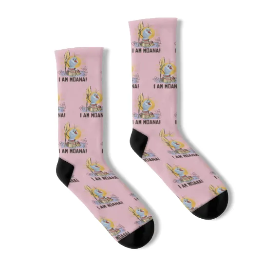 Funny Disney Olaf Presents Moana Socks, I Am Moana Bella Canvas Socks, Disney Vation Socks