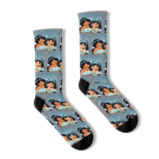 Princess Jasmine Aladdin Vintage Socks, Jasmine Disney Socks, Disney Character Socks