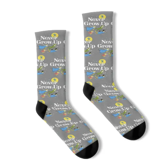 Vintage Never Grow Up Peter Pan Socks, Disney Peter Pan Socks