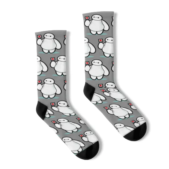 Disney Big Hero 6 Baymax With Lollipop Cute Shot Socks
