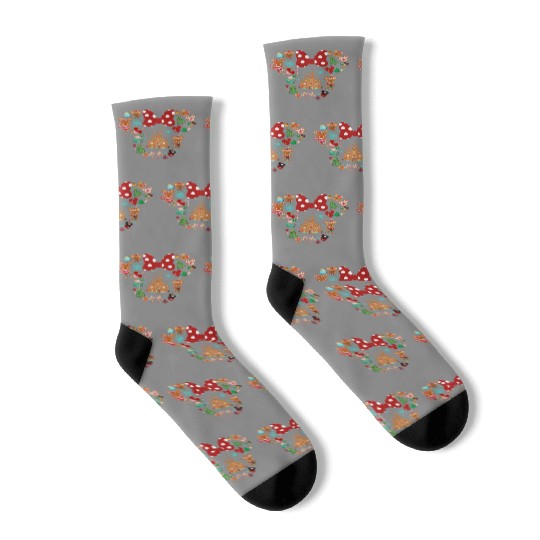 Disney Gingerbread Socks,Mickey Christmas Socks,Minnie Christmas