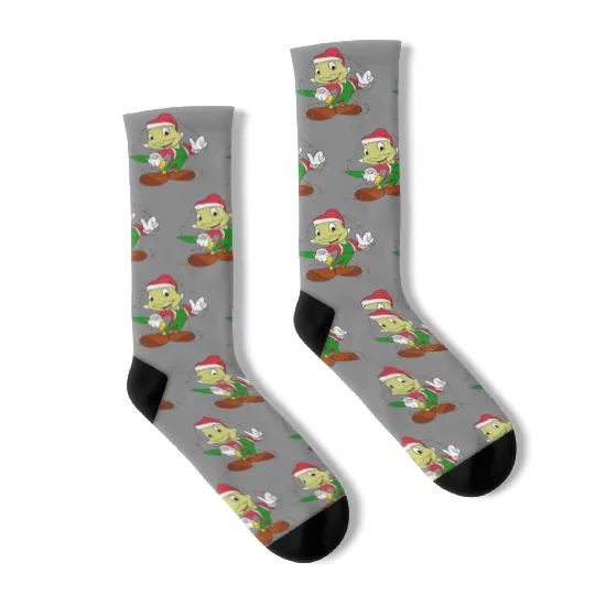 Disney Jiminy Cricket Pinocchio Santa Christmas Lights Socks