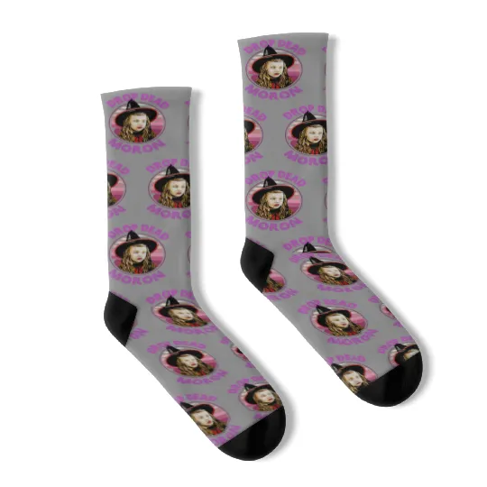 Dani Dennison Hocus Pocus Drop Dead Moron Halloween Socks, Disney Witch Scary Movie Socks