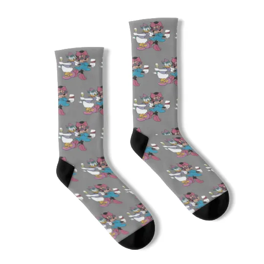 Epcot Minnie and Daisy, Disney Epcot Socks, Drink Around the World Socks