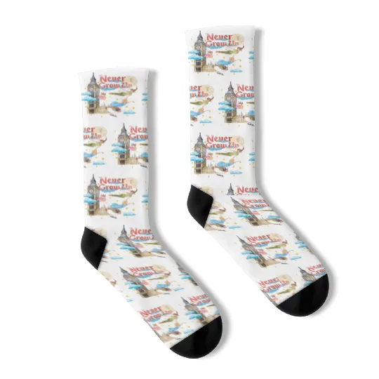 Disney Peter Pan Socks, Never Grow Up Socks, Tinker Bell Socks, Neverland Socks, Disney Vacation Socks