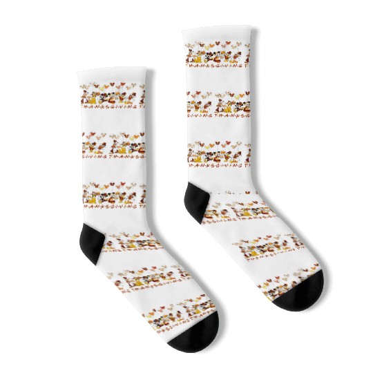 Vintage Mickey And Friends Thanksgiving Socks, Disney Thanksgiving Fall Socks