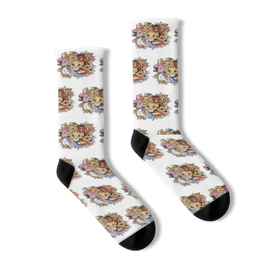 Vintage Disney Lion King Socks, Retro Lion King Floral Socks, Simba Timon Pumbaa Socks