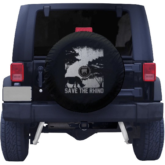 Retro Safari African Save The Rhino Spare Tire Covers
