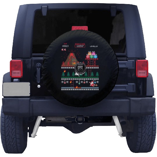 Santa vs Krampus: Merry 8-bit Christmas Spare Tire Covers