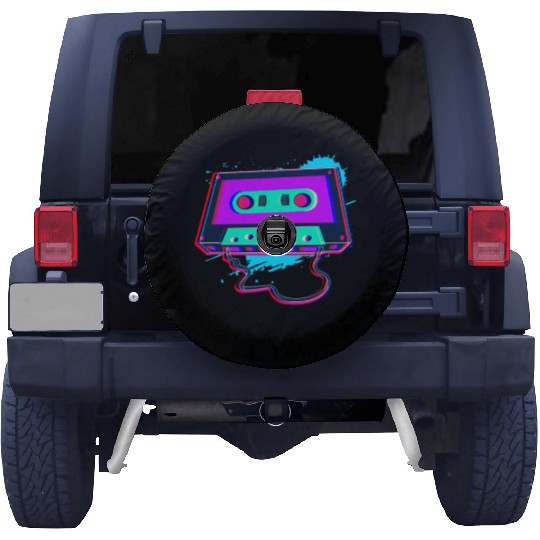 80s Music Cassette Tape : 3D, Neon, 80s songs Spare Tire Covers