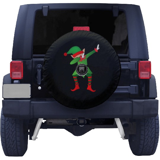 Funny Dabbing Christmas Elf Spare Tire Covers Santa's Helper D