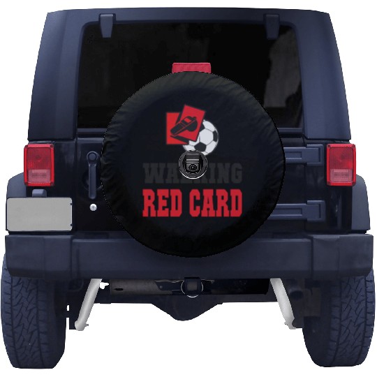 Walking red card referee soccer design Spare Tire Covers