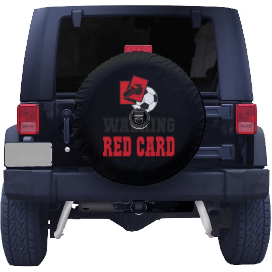 Walking red card referee soccer design Spare Tire Covers