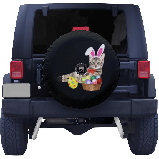 easter Spare Tire Covers cat funny bunny ears eggs gift cat