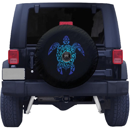 Tribal Sea Turtle Ocean Blue Hawaii Polynesian Spare Tire Covers