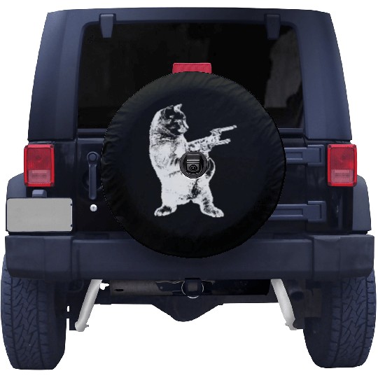 Gunslinger Kitty Cat gun cat Spare Tire Covers