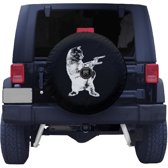 Gunslinger Kitty Cat gun cat Spare Tire Covers