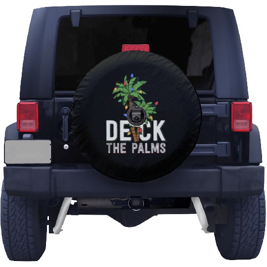 Deck The Palm Tree Lights Tropical Hawaii Family Spare Tire Covers