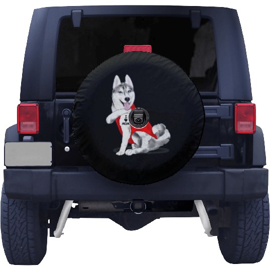 Funny husky Dog I Love Mom Tattoo husky Lover Gift Spare Tire Covers