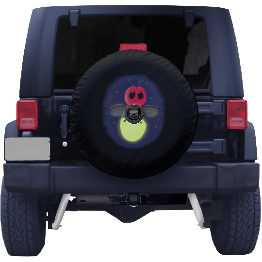 Cute lightning bug firefly cartoon illustration Spare Tire Covers