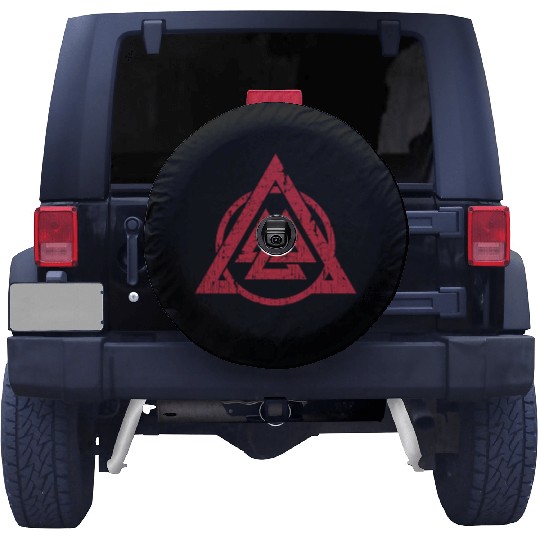norse valknut triangle circle red distressed Spare Tire Covers