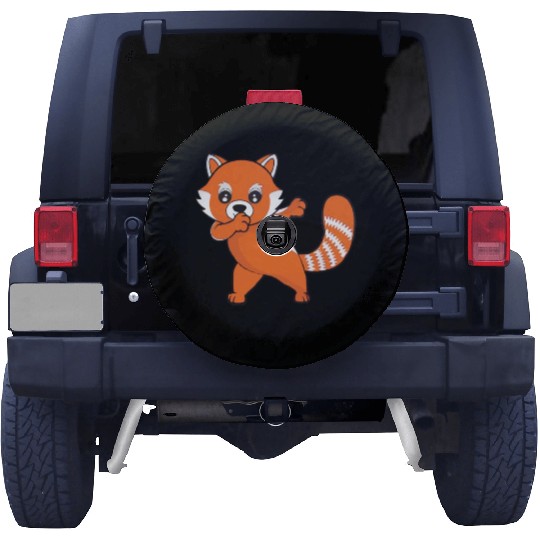 Dabbing Red Panda Cherry Blossoms Bamboo Spare Tire Covers