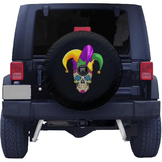 Sugar Skull Mardi Gras Jester Joker Louisiana Carn Spare Tire Covers