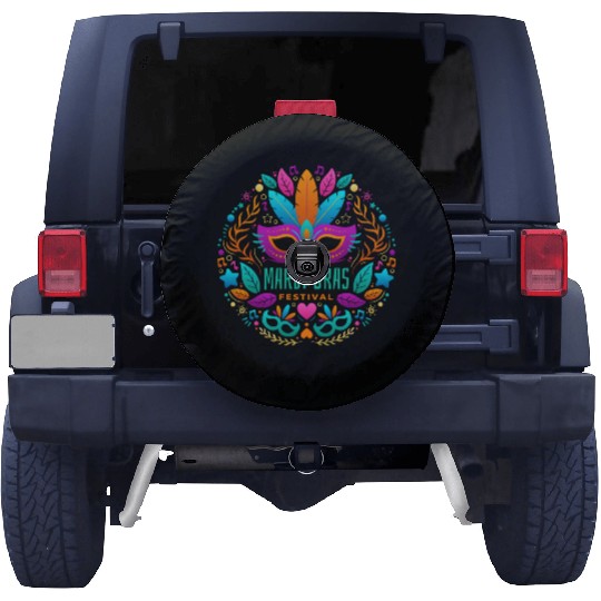 Mardi Gras Gift Spare Tire Covers Beads Mask Feathers
