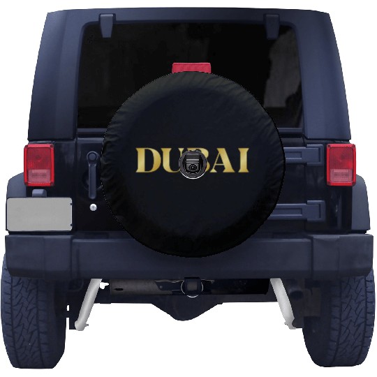 Modern Gold Glam Dubai City Typography Spare Tire Covers