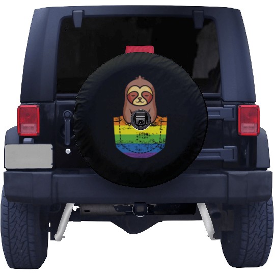 Pocket Sloth LGBTQ Rainbow Flag Pride Month Gay Spare Tire Covers