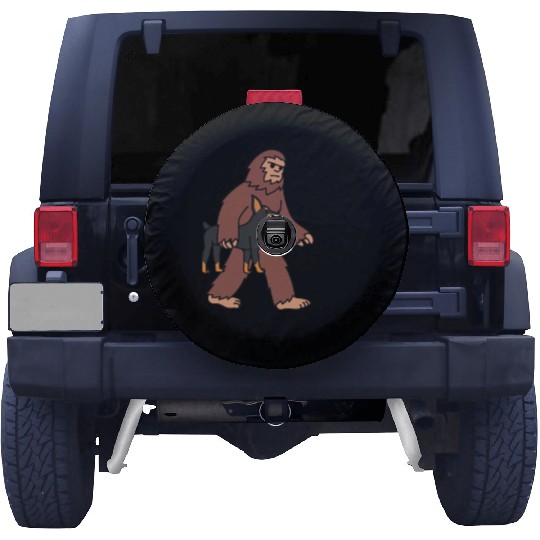 Bigfoot Sasquatch Carrying Doberman Spare Tire Covers
