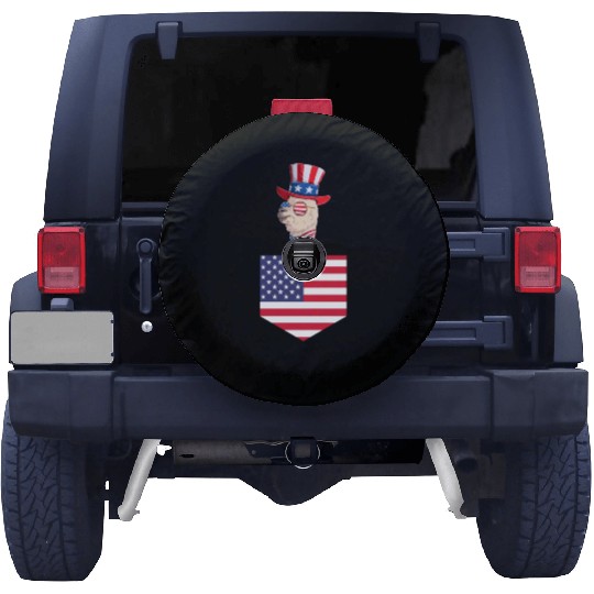 Llama Patriotic Day US Flag Llama Pocket 4th of Spare Tire Covers
