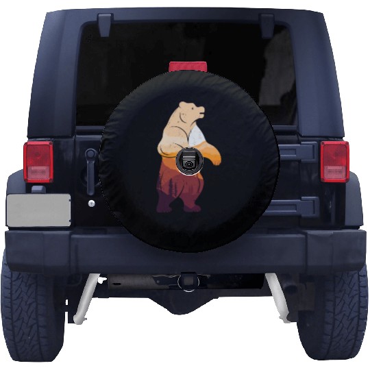 Mountain Silhouette Bear Wilderness Camping Spare Tire Covers
