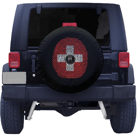 Switzerland flag fingerprint Spare Tire Covers