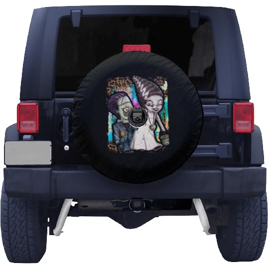 Halloween Witch and Zombie Tie Dye Spare Tire Covers
