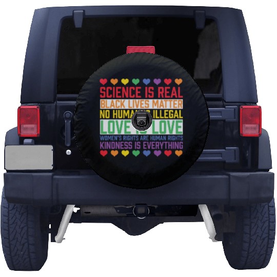 LBGT Flag Gay Pride Human Science is Real Spare Tire Covers