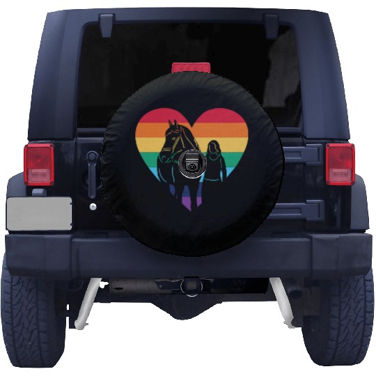 Horse Heart LGBTQ Pride Month Gay Pride Flag Spare Tire Covers