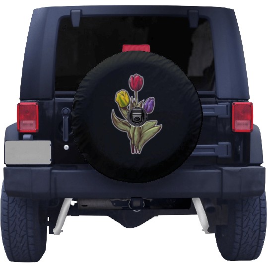 Vintage Tulips Flower Plants Florist Gardening Spare Tire Covers