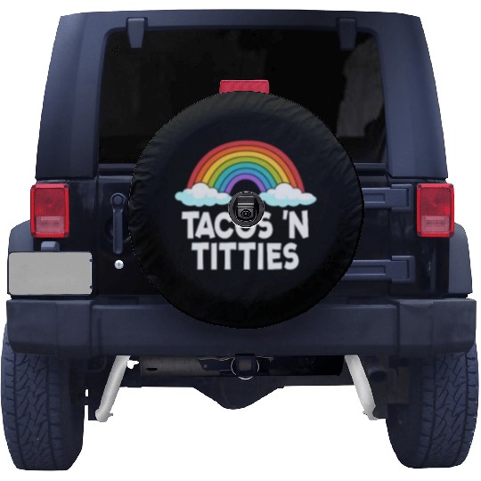 Tacos N Titties Rainbow Lesbian Funny LGBT Spare Tire Covers