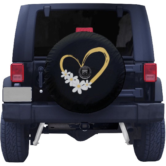Daisy Flower Heart Women Gardener Spare Tire Covers