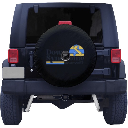 Down Syndrome Awareness Retro Sunset Yellow Blue Spare Tire Covers