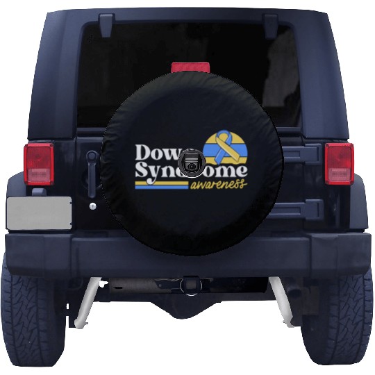 Down Syndrome Awareness Retro Sunset Yellow Blue Spare Tire Covers