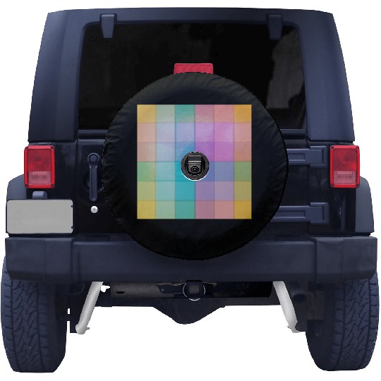Rainbow Shimmer Multi Squares Pattern Spare Tire Covers