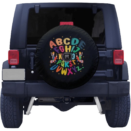 funny kindergarten hi alphabet back to school Spare Tire Covers