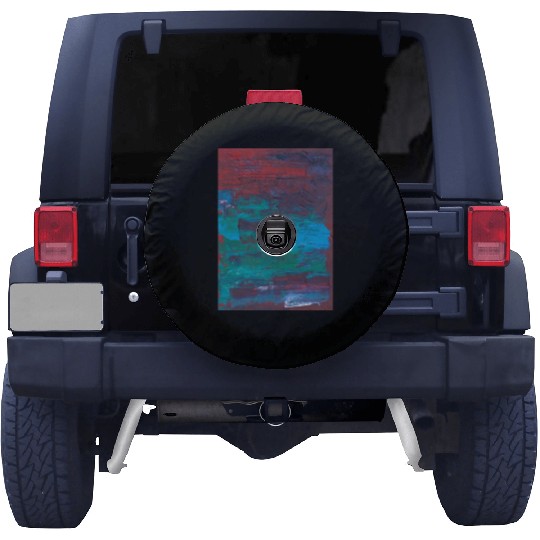 Abstract Red Green Minimalist Painting Spare Tire Covers