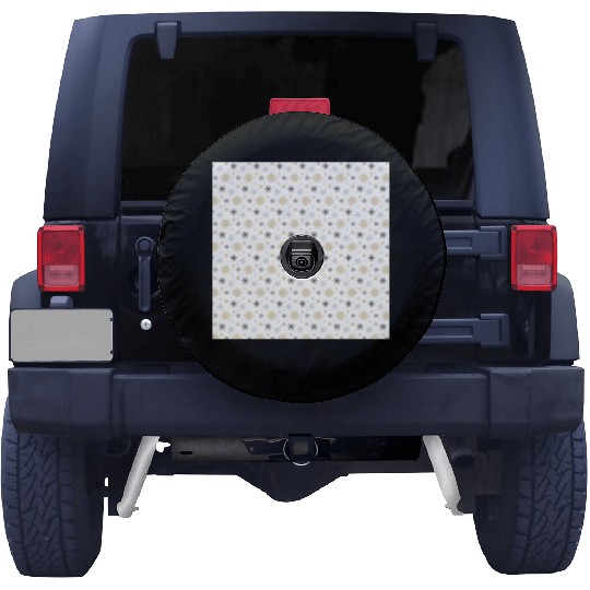 Modern Snowflakes Pattern White Gold Spare Tire Covers