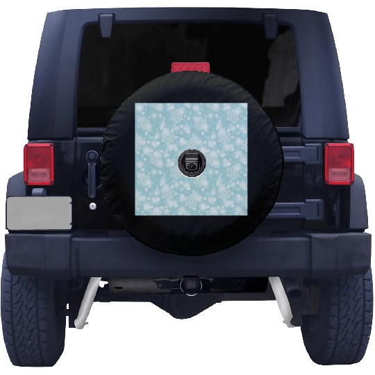 Teal Snowflakes Pattern Spare Tire Covers