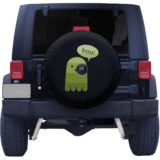 Army Green Boo Ghost Halloween Spare Tire Covers